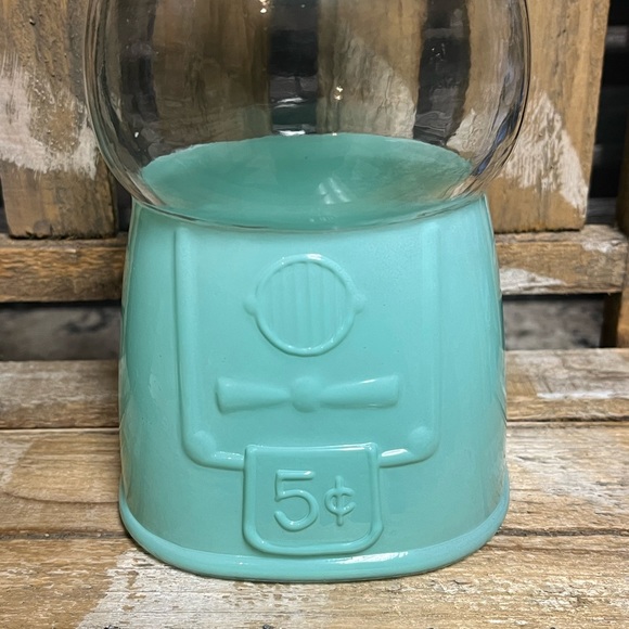 Hobby Lobby Accents Teal Light Blue Glass Gumball Machine Jar Poshmark